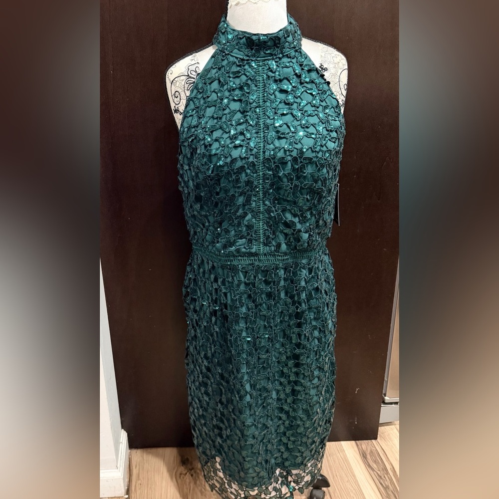 Boston Proper Strapless Green Lace Dress